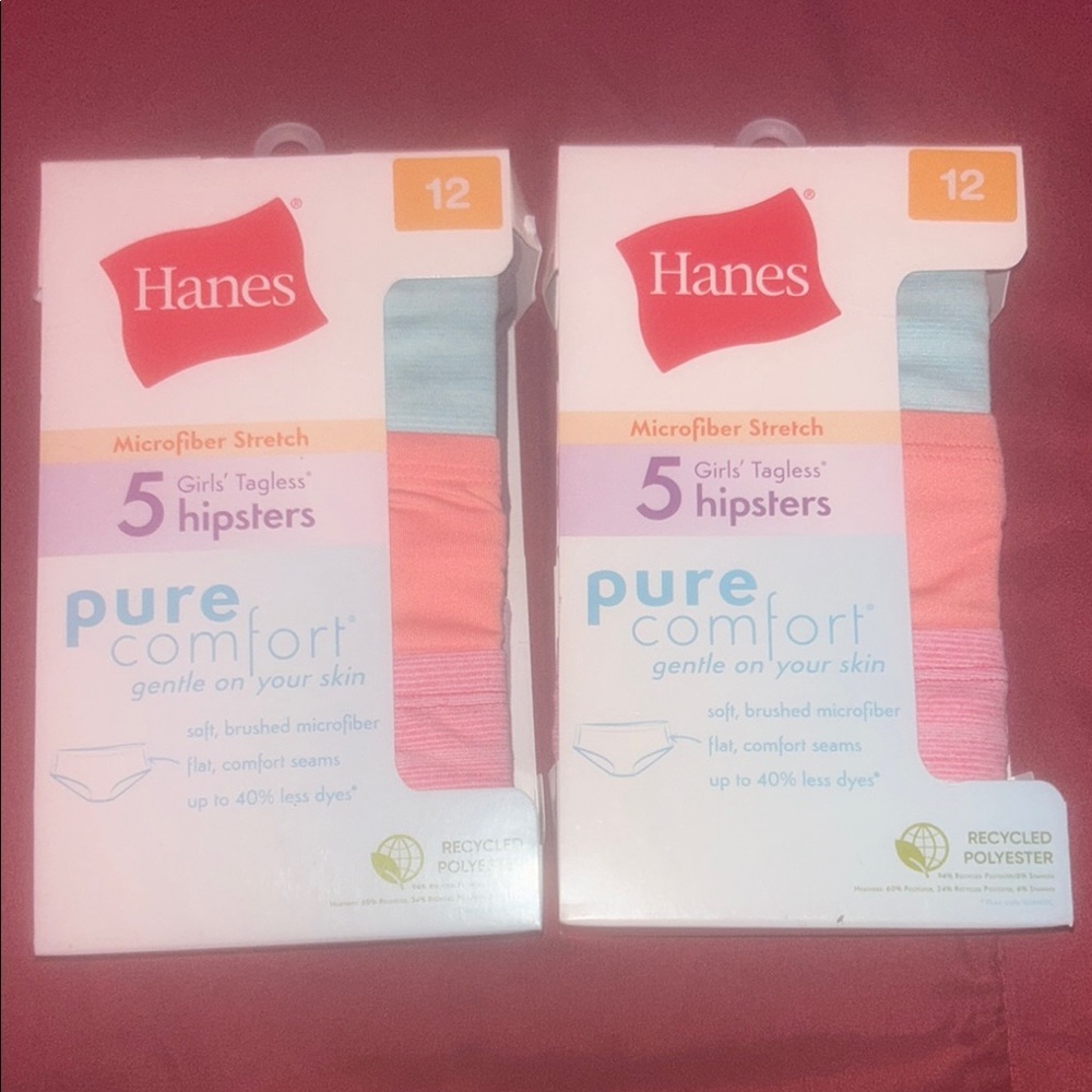 Hanes Microfiber Stretch Hipsters - 5 Pack in Pink and Blue